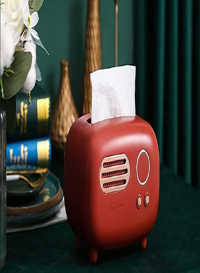 JAMBUVANTI Radio Model Tissue Box Facial Tissue Box Napkin Organizer Vintage Paper Holder Paper Box Holder| Desktop Decoration Tissue Holder | Vanity Countertops face Napkin and Tissue Holder (Green) - Image 4